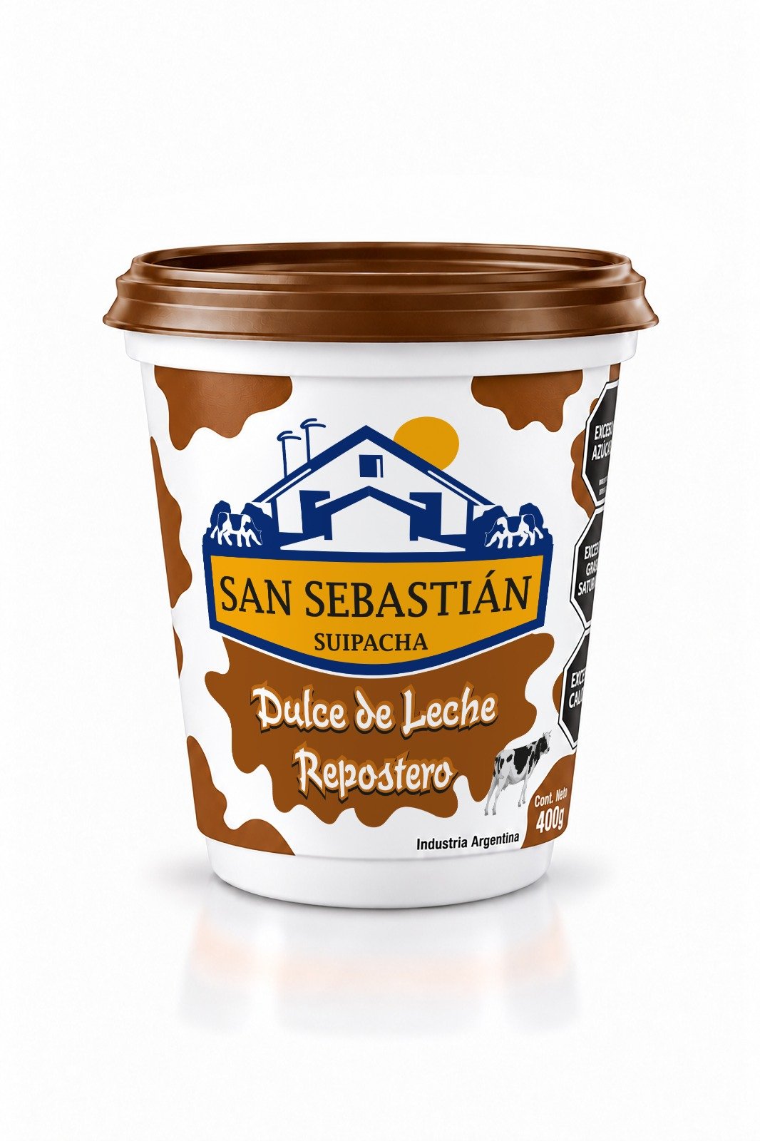 Dulce de Leche Repostero San Sebastián en pote de 400 g, con tapa marrón